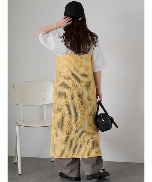 ehka sopo（エヘカソポ）の「◎レースキャミソールワンピース（ワンピース・レディース・イエロー/ブラック/オフホワイト・F）」の4枚目の写真