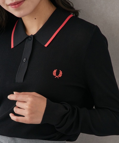 FRED PERRY(フレッドペリー)の「【FRED PERRY】フレッドペリー シアーリブニットポロシャツ RIB KNITTED POLO SHIRT K1135(ニット/セーター・レディース・ブラック/オフホワイト・10)」の7枚目の写真