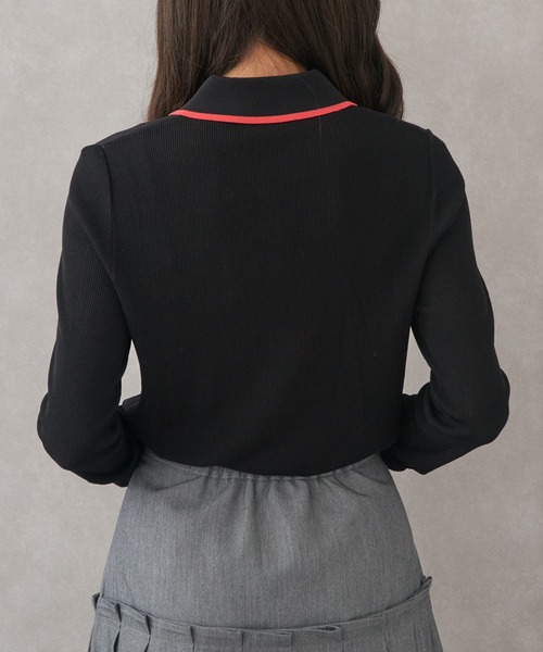 FRED PERRY(フレッドペリー)の「【FRED PERRY】フレッドペリー シアーリブニットポロシャツ RIB KNITTED POLO SHIRT K1135(ニット/セーター・レディース・ブラック/オフホワイト・10)」の6枚目の写真