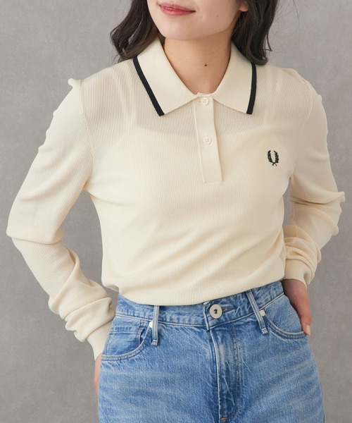 FRED PERRY(フレッドペリー)の「【FRED PERRY】フレッドペリー シアーリブニットポロシャツ RIB KNITTED POLO SHIRT K1135(ニット/セーター・レディース・ブラック/オフホワイト・10)」の11枚目の写真