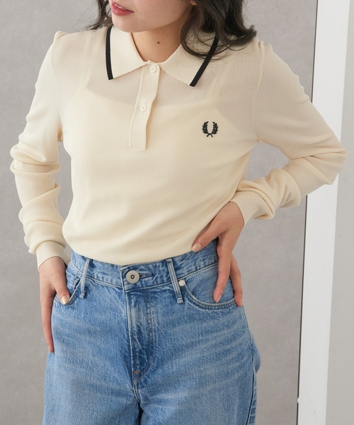 FRED PERRY(フレッドペリー)の「【FRED PERRY】フレッドペリー シアーリブニットポロシャツ RIB KNITTED POLO SHIRT K1135(ニット/セーター・レディース・ブラック/オフホワイト・10)」の12枚目の写真