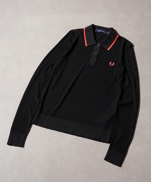 FRED PERRY(フレッドペリー)の「【FRED PERRY】フレッドペリー シアーリブニットポロシャツ RIB KNITTED POLO SHIRT K1135(ニット/セーター・レディース・ブラック/オフホワイト・10)」の10枚目の写真