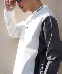 (RM)【LUXE/R GOLF】ストレッチ クロス 切り替え 配色 モックネック プルオーバー シャツ