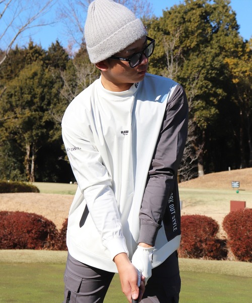LUXE/R GOLF(ラグジュ ゴルフ)の「(RM)【LUXE/R GOLF】ストレッチ クロス 切り替え 配色 モックネック プルオーバー シャツ(スウェット・メンズ・ベージュ系/ブラック系/ホワイト系・L/XL/M)」の7枚目の写真