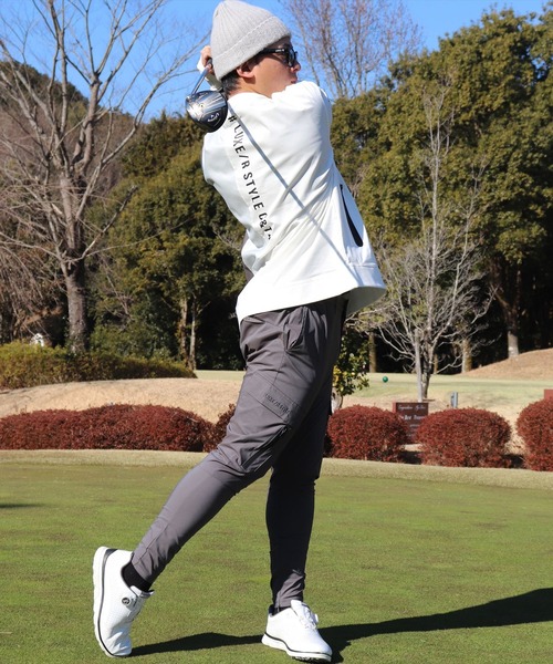 LUXE/R GOLF(ラグジュ ゴルフ)の「(RM)【LUXE/R GOLF】ストレッチ クロス 切り替え 配色 モックネック プルオーバー シャツ(スウェット・メンズ・ベージュ系/ブラック系/ホワイト系・L/XL/M)」の9枚目の写真