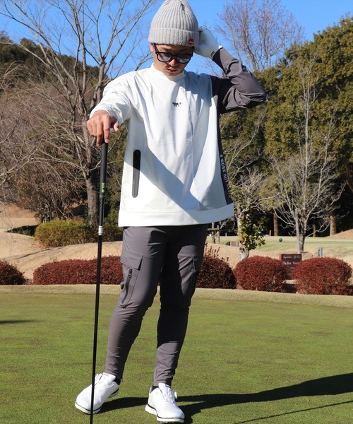 LUXE/R GOLF(ラグジュ ゴルフ)の「(RM)【LUXE/R GOLF】ストレッチ クロス 切り替え 配色 モックネック プルオーバー シャツ(スウェット・メンズ・ベージュ系/ブラック系/ホワイト系・L/XL/M)」の10枚目の写真