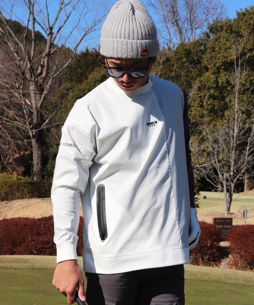LUXE/R GOLF(ラグジュ ゴルフ)の「(RM)【LUXE/R GOLF】ストレッチ クロス 切り替え 配色 モックネック プルオーバー シャツ(スウェット・メンズ・ベージュ系/ブラック系/ホワイト系・L/XL/M)」の12枚目の写真