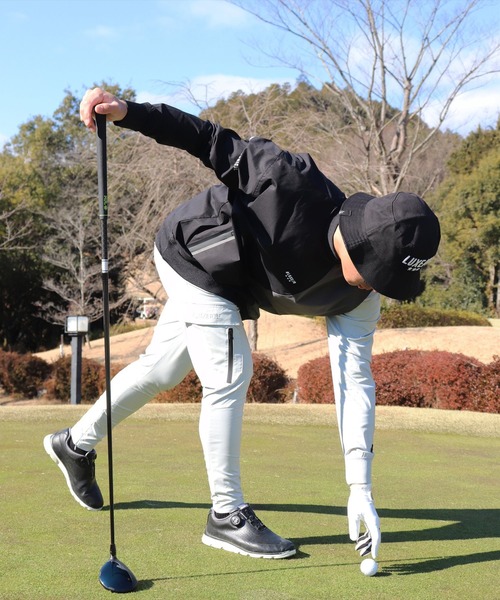 LUXE/R GOLF(ラグジュ ゴルフ)の「(RM)【LUXE/R GOLF】ストレッチ クロス 切り替え 配色 モックネック プルオーバー シャツ(スウェット・メンズ・ベージュ系/ブラック系/ホワイト系・L/XL/M)」の15枚目の写真