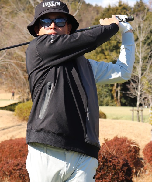 LUXE/R GOLF(ラグジュ ゴルフ)の「(RM)【LUXE/R GOLF】ストレッチ クロス 切り替え 配色 モックネック プルオーバー シャツ(スウェット・メンズ・ベージュ系/ブラック系/ホワイト系・L/XL/M)」の16枚目の写真