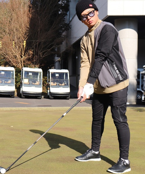 LUXE/R GOLF(ラグジュ ゴルフ)の「(RM)【LUXE/R GOLF】ストレッチ クロス 切り替え 配色 モックネック プルオーバー シャツ(スウェット・メンズ・ベージュ系/ブラック系/ホワイト系・L/XL/M)」の21枚目の写真