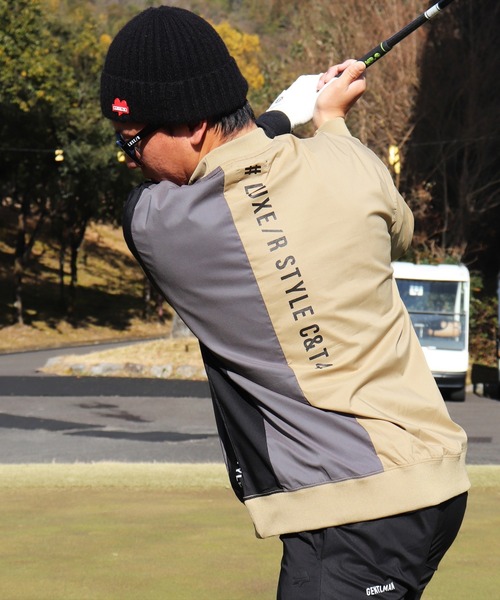 LUXE/R GOLF(ラグジュ ゴルフ)の「(RM)【LUXE/R GOLF】ストレッチ クロス 切り替え 配色 モックネック プルオーバー シャツ(スウェット・メンズ・ベージュ系/ブラック系/ホワイト系・L/XL/M)」の22枚目の写真