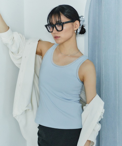LIENCOEUR(リアンクール)の「アシンメトリースリットチュールタンク(タンクトップ・レディース・ホワイト/ライトブルー/ブラック/ライトイエロー・FREE)」の16枚目の写真