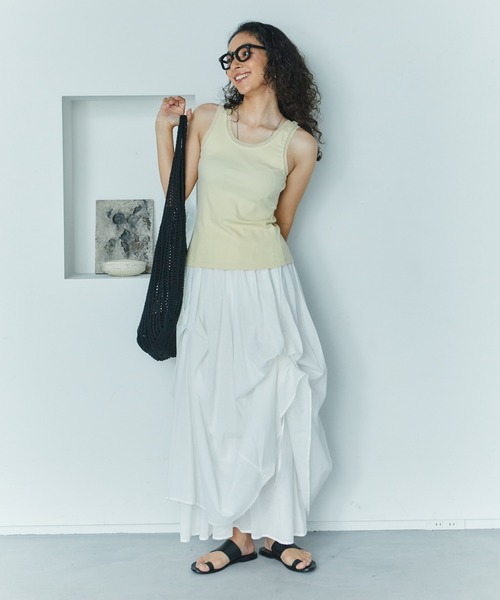 LIENCOEUR(リアンクール)の「アシンメトリースリットチュールタンク(タンクトップ・レディース・ホワイト/ライトブルー/ブラック/ライトイエロー・FREE)」の12枚目の写真