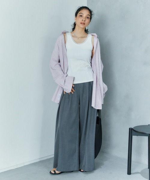 LIENCOEUR(リアンクール)の「アシンメトリースリットチュールタンク(タンクトップ・レディース・ホワイト/ライトブルー/ブラック/ライトイエロー・FREE)」の17枚目の写真