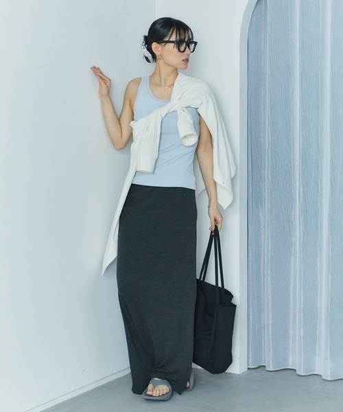 LIENCOEUR(リアンクール)の「アシンメトリースリットチュールタンク(タンクトップ・レディース・ホワイト/ライトブルー/ブラック/ライトイエロー・FREE)」の5枚目の写真