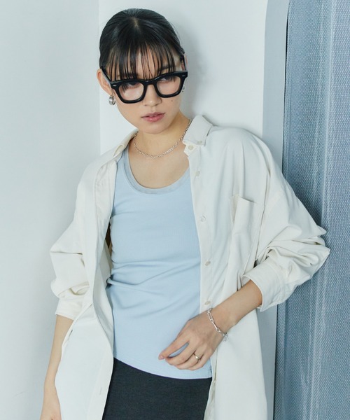 LIENCOEUR(リアンクール)の「アシンメトリースリットチュールタンク(タンクトップ・レディース・ホワイト/ライトブルー/ブラック/ライトイエロー・FREE)」の15枚目の写真