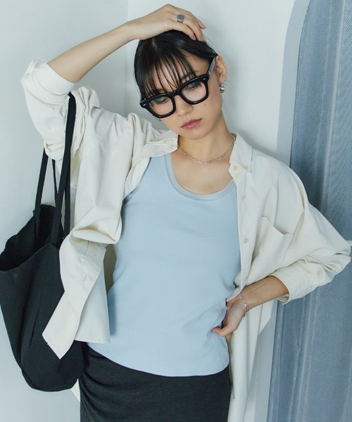 LIENCOEUR(リアンクール)の「アシンメトリースリットチュールタンク(タンクトップ・レディース・ホワイト/ライトブルー/ブラック/ライトイエロー・FREE)」の14枚目の写真