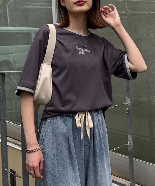 CIAOPANIC TYPY(チャオパニックティピー)の「シアースラブロゴ刺繍リンガーTee(Tシャツ/カットソー・レディース・イエロー/アイボリー/チャコールグレー・ONE SIZE)」の15枚目の写真