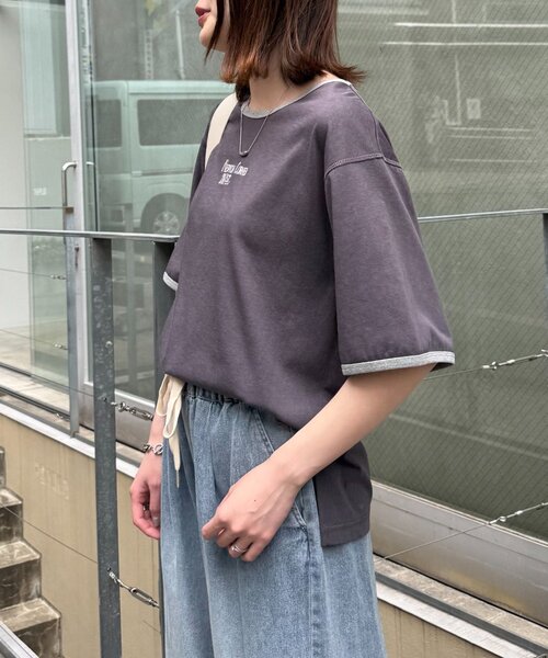 CIAOPANIC TYPY(チャオパニックティピー)の「シアースラブロゴ刺繍リンガーTee(Tシャツ/カットソー・レディース・イエロー/アイボリー/チャコールグレー・ONE SIZE)」の16枚目の写真