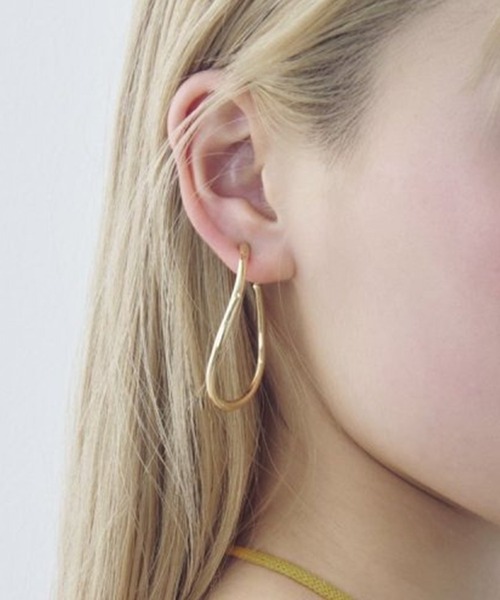 セール】【GOLDY】カーヴィー ライン ワイド フープ イヤリング