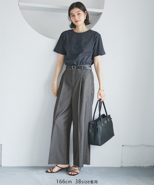 テンセルシャンブレータックワイドスラックス/通勤対応（その他パンツ