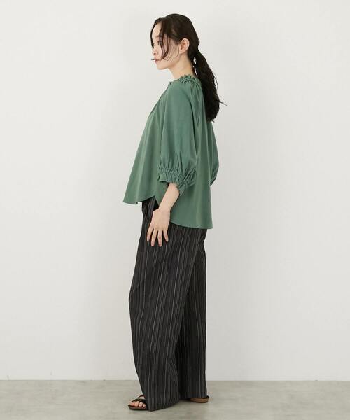 ブラウス シャツ 「LOURMARIN」ラグランギャザーブラウス レディース MELROSE CLAIRE｜【LOURMARIN】ラグランギャザーブラウス