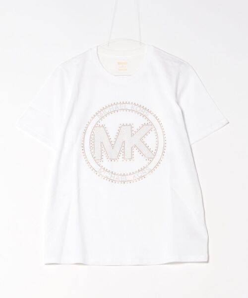 MICHAEL KORS(マイケルコース)の「ラインストーン MK サークル ロゴ Tシャツ(Tシャツ/カットソー・レディース・ホワイト・L/M/S/XS)」の4枚目の写真
