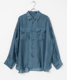 CURRANTAGE リネンシルクブラウス GLOBAL WORK ブラウス シャツ MATINEE LINE/シャーリング