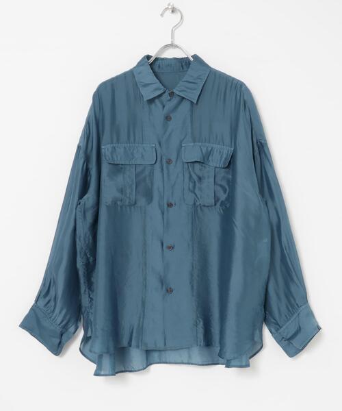 CURRENTAGE（カレンテージ）の「CURRENTAGE　SILK CUPRO WASH SHIRTS（シャツ/ブラウス・レディース・ブルー/ピンク・9）」の3枚目の写真