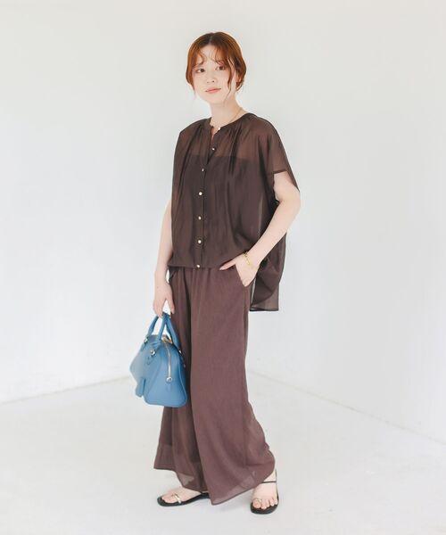 le.coeur blanc（ルクールブラン）の「《手洗い可能》シアーギャザーフレンチ2wayブラウス（シャツ/ブラウス・レディース・ダークグレー/ピンク/ブラウン・38）」の12枚目の写真