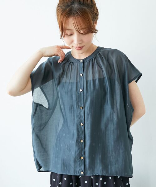 le.coeur blanc（ルクールブラン）の「《手洗い可能》シアーギャザーフレンチ2wayブラウス（シャツ/ブラウス・レディース・ダークグレー/ピンク/ブラウン・38）」の14枚目の写真