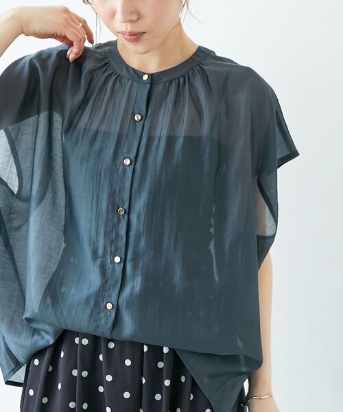 le.coeur blanc（ルクールブラン）の「《手洗い可能》シアーギャザーフレンチ2wayブラウス（シャツ/ブラウス・レディース・ダークグレー/ピンク/ブラウン・38）」の19枚目の写真