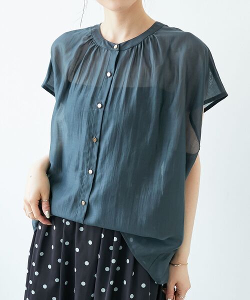 le.coeur blanc（ルクールブラン）の「《手洗い可能》シアーギャザーフレンチ2wayブラウス（シャツ/ブラウス・レディース・ダークグレー/ピンク/ブラウン・38）」の20枚目の写真