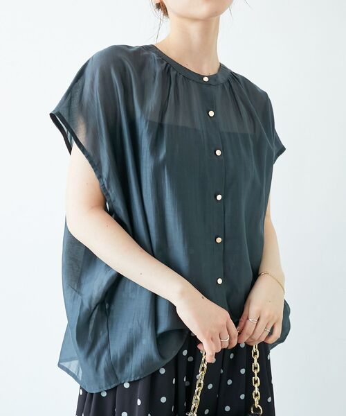 le.coeur blanc（ルクールブラン）の「《手洗い可能》シアーギャザーフレンチ2wayブラウス（シャツ/ブラウス・レディース・ダークグレー/ピンク/ブラウン・38）」の21枚目の写真