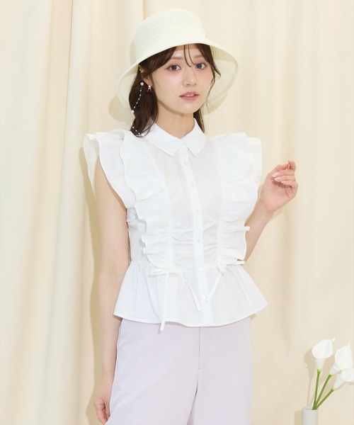 WILLSELECTION（ウィルセレクション）の「ギャザーリボンフリルスリーブブラウス（シャツ/ブラウス・レディース・ミント/オフホワイト/ブラック系その他・FREE）」の8枚目の写真