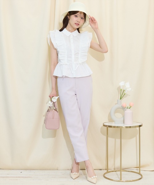 WILLSELECTION（ウィルセレクション）の「ギャザーリボンフリルスリーブブラウス（シャツ/ブラウス・レディース・ミント/オフホワイト/ブラック系その他・FREE）」の9枚目の写真