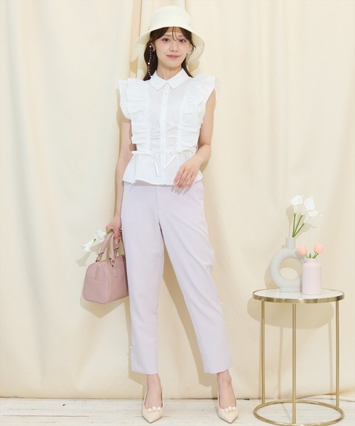 WILLSELECTION（ウィルセレクション）の「ギャザーリボンフリルスリーブブラウス（シャツ/ブラウス・レディース・ミント/オフホワイト/ブラック系その他・FREE）」の10枚目の写真