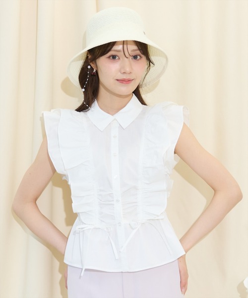 WILLSELECTION（ウィルセレクション）の「ギャザーリボンフリルスリーブブラウス（シャツ/ブラウス・レディース・ミント/オフホワイト/ブラック系その他・FREE）」の11枚目の写真