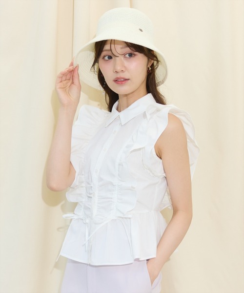 WILLSELECTION（ウィルセレクション）の「ギャザーリボンフリルスリーブブラウス（シャツ/ブラウス・レディース・ミント/オフホワイト/ブラック系その他・FREE）」の12枚目の写真