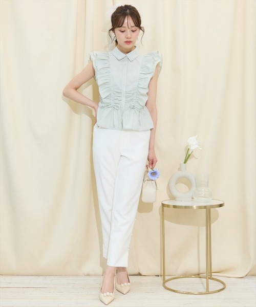 WILLSELECTION（ウィルセレクション）の「ギャザーリボンフリルスリーブブラウス（シャツ/ブラウス・レディース・ミント/オフホワイト/ブラック系その他・FREE）」の6枚目の写真