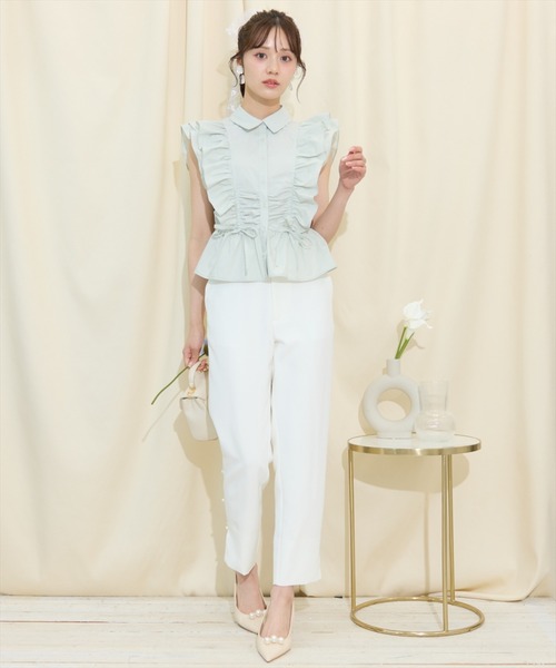 WILLSELECTION（ウィルセレクション）の「ギャザーリボンフリルスリーブブラウス（シャツ/ブラウス・レディース・ミント/オフホワイト/ブラック系その他・FREE）」の7枚目の写真