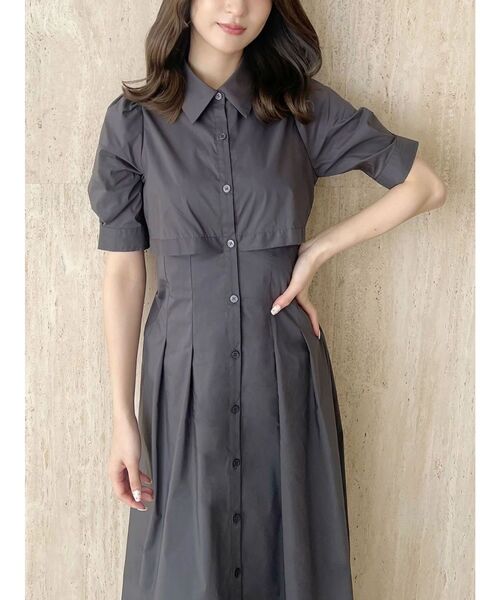 MERCURYDUO（マーキュリーデュオ）の「レイヤード風シャツワンピース（ワンピース・レディース・ネイビー/その他1/チャコールグレー・SMALL/MEDIUM）」の4枚目の写真