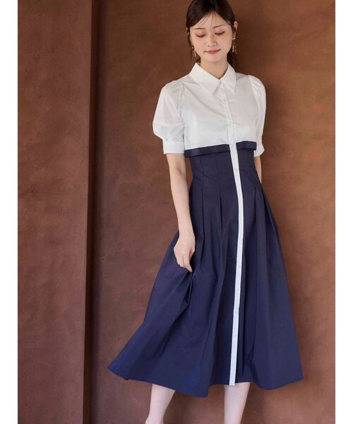 MERCURYDUO（マーキュリーデュオ）の「レイヤード風シャツワンピース（ワンピース・レディース・ネイビー/その他1/チャコールグレー・SMALL/MEDIUM）」の5枚目の写真