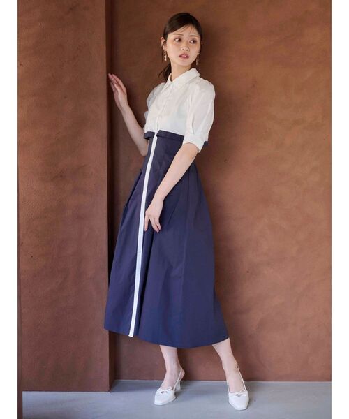 MERCURYDUO（マーキュリーデュオ）の「レイヤード風シャツワンピース（ワンピース・レディース・ネイビー/その他1/チャコールグレー・SMALL/MEDIUM）」の7枚目の写真