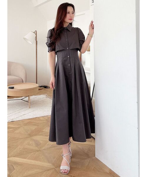 MERCURYDUO（マーキュリーデュオ）の「レイヤード風シャツワンピース（ワンピース・レディース・ネイビー/その他1/チャコールグレー・SMALL/MEDIUM）」の9枚目の写真