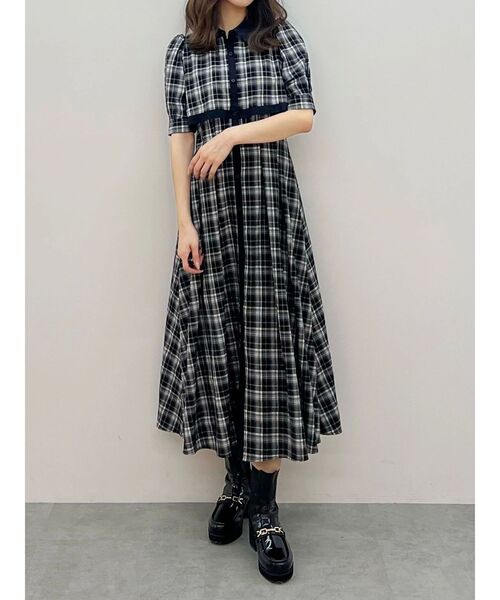 MERCURYDUO（マーキュリーデュオ）の「レイヤード風シャツワンピース（ワンピース・レディース・ネイビー/その他1/チャコールグレー・SMALL/MEDIUM）」の14枚目の写真