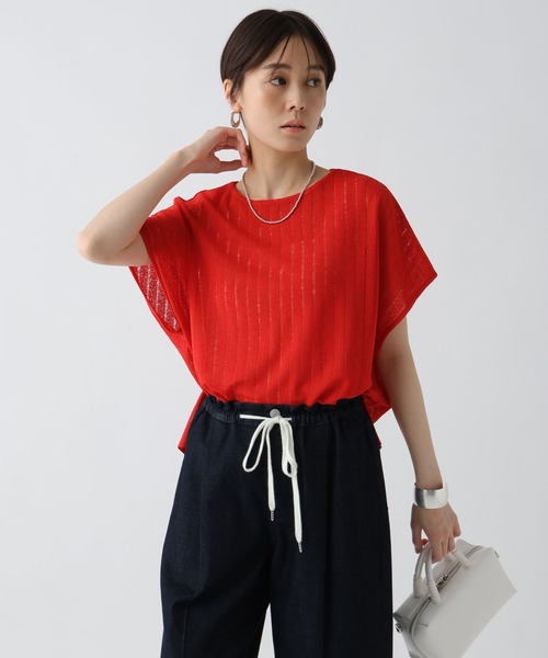 Elura（エルーラ）の「シアストライププルオーバー/571620（Tシャツ/カットソー・レディース・ブラック/ホワイト/レッド/ブラウン・FREE）」の4枚目の写真