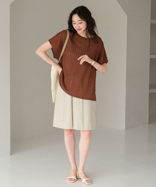 Elura（エルーラ）の「シアストライププルオーバー/571620（Tシャツ/カットソー・レディース・ブラック/ホワイト/レッド/ブラウン・FREE）」の10枚目の写真