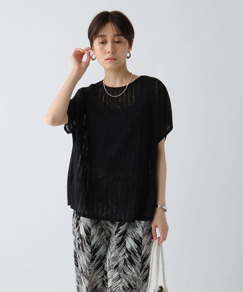 Elura（エルーラ）の「シアストライププルオーバー/571620（Tシャツ/カットソー・レディース・ブラック/ホワイト/レッド/ブラウン・FREE）」の20枚目の写真