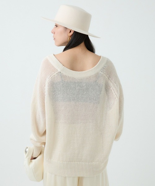 Chaos（カオス）の「Chaos(カオス)/タラスコットンニット（ニット/セーター・レディース・ダークネイビー/ホワイト系その他・FREE）」の5枚目の写真